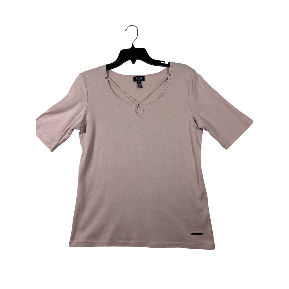 Jones New York Signature Pink Cotton‎ Keyhole Strap Top JPMMG46690 Womens L